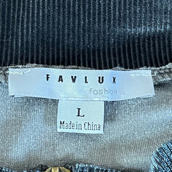 Favlux Gray Velour Long Sleeve 1/2‎ Zip Pullover Size Large Casual Comfy Cozy - Picture 5 of 8